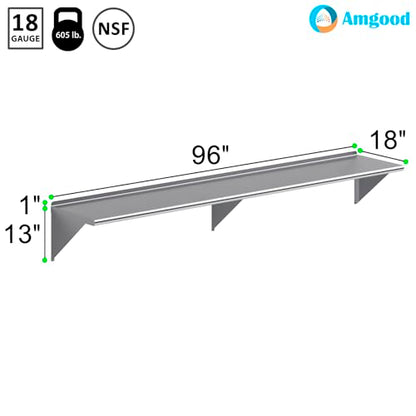 18 in. x 96 in. Stainless Steel Wall Mount Shelf (18 in. x 96 in.)