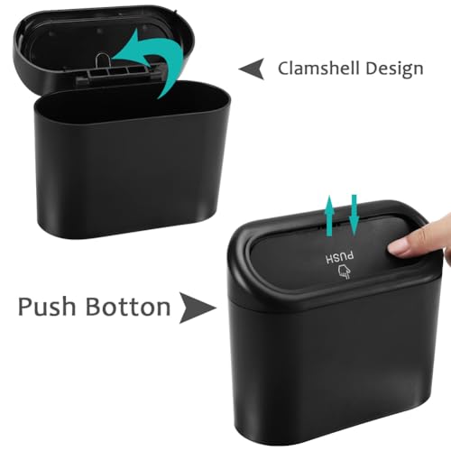 Car Trash Can with Lid (Black, Carbon Fibre)