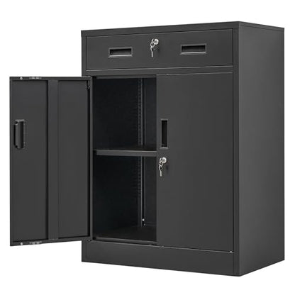 Metal Storage Cabinet (Black / 36" H x 28" W x 16" D)