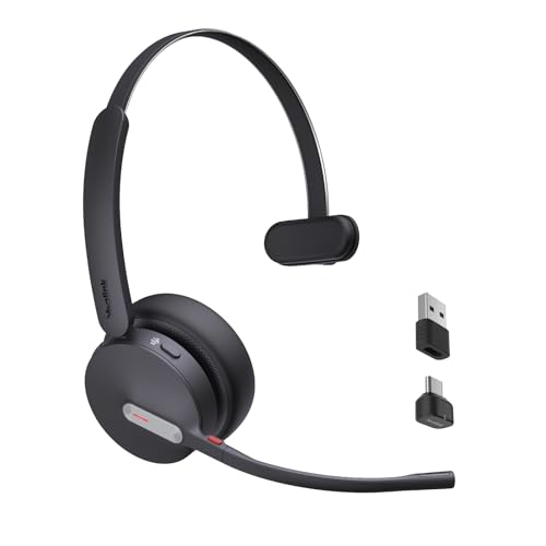 BH70 Mono Bluetooth Teams Headset with AI Mic for Work from Home PC (Black (Teams) / Mono (USB-C to A))
