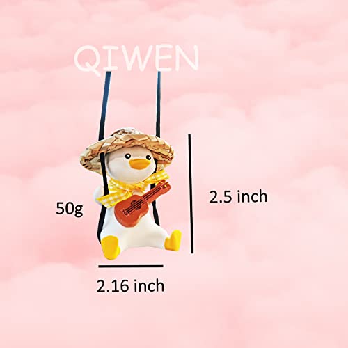 Swinging Duck Car Hanging Ornament Cute Decor Rear View Mirror Accessories Mirror Hanging Car Pendant Interior for Women Charm (E)