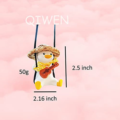 Swinging Duck Car Hanging Ornament Cute Decor Rear View Mirror Accessories Mirror Hanging Car Pendant Interior for Women Charm (E)