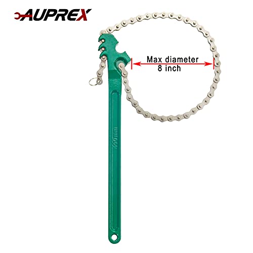 16 Inch Sturdy Adjustable Heavy Duty Ratcheting Chain Oil Filter Wrench Reversible Chain Style Pipe Fitter Wrench With Multi (Green / 16 Inch)