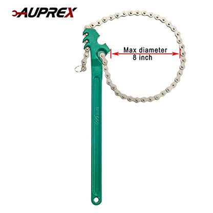 16 Inch Sturdy Adjustable Heavy Duty Ratcheting Chain Oil Filter Wrench Reversible Chain Style Pipe Fitter Wrench With Multi (Green / 16 Inch)