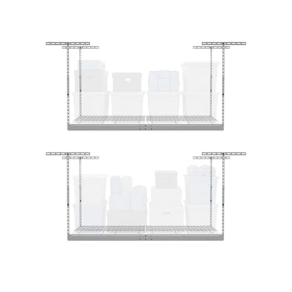 MonsterRax 2 Pack 4x6 Overhead Garage Storage Rack (White / 12"-21" Combo)