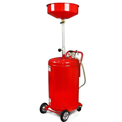 20 Gallon Portable Waste Oil Drain Tank Air Operated Drainage Adjustable Funnel Height with Wheel (20 Gallon)