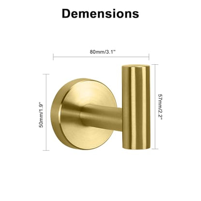 Bath Towel Hooks (Brushed Gold / 3 Pack)