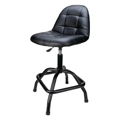 W85031 Pneumatic High Back Adjustable Swivel Bar Stool with Back Support for Home (High Back Pneumatic Shop Stool)