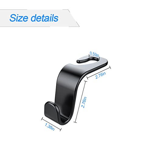 4 Pack Curved Headrest Hooks for Vehicle Seats (Black2)