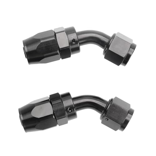 Swivel 12AN Fitting 45 Degree For CPE Braided Hose End Black 2Pcs (12AN 45° 2Pcs)