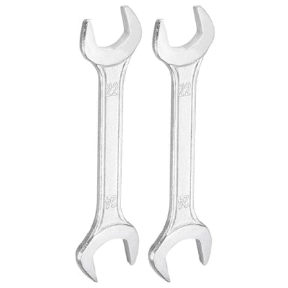 2pcs Double Open End Wrench 22mm x 24mm Metric 15 Degree Offset Angle Small Flat Head Wrench Galvanizing Open Ended Spanner for Automotive Repair Furniture Assembly (22mm x 24mm)