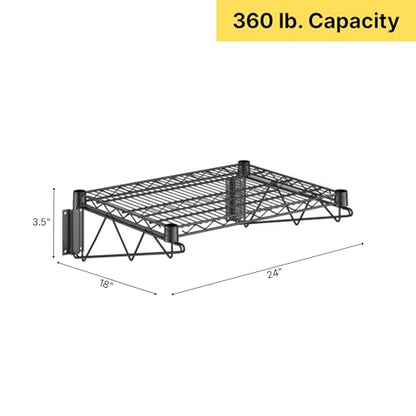 18" x 24" Black Epoxy Wire Wall Mount Shelf (Black / 18" x 24")