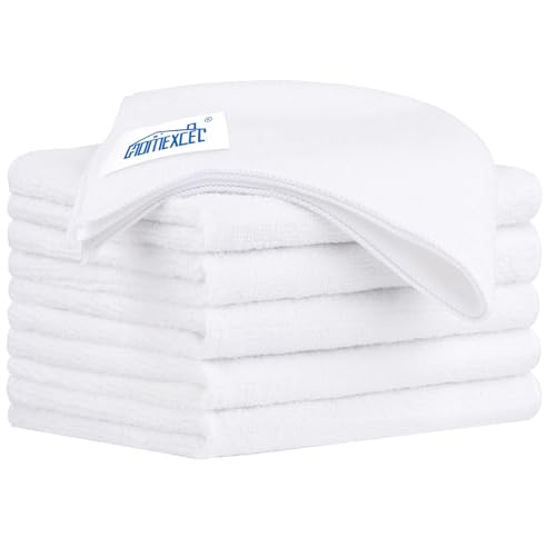 White Microfiber Cleaning Cloth 6 Pack 12.5 x 12.5 inch Microfiber Towels for Cars Ultra Absorbent Car Washing Cloth Lint Free Streak Free Cleaning Rags for Car Kitchen Window (White / 12.5 x 12.5 Inch)