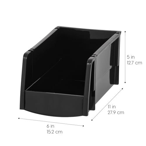 8-Pack, Medium Stackable Storage Bins, Black (Medium - 8 Pack / Black)