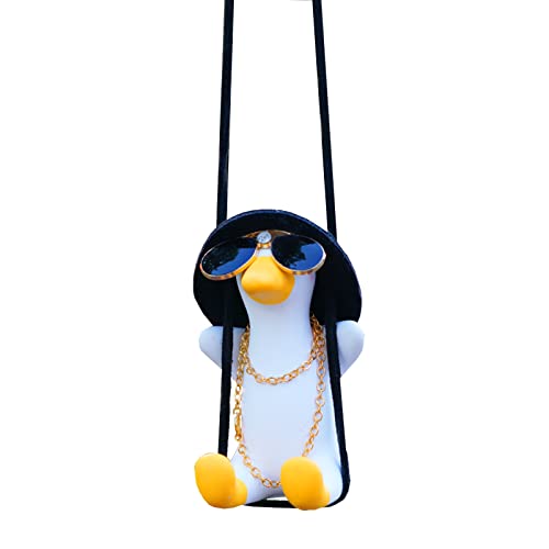 Rear View Mirror Hanging Accessories of Cool Swinging Duck Car Hanging Ornament Cute Car Accessories for Teens Men Women Mirror Hanging Funny Truck Pendant Charms (D)