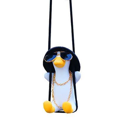 Rear View Mirror Hanging Accessories of Cool Swinging Duck Car Hanging Ornament Cute Car Accessories for Teens Men Women Mirror Hanging Funny Truck Pendant Charms (D)