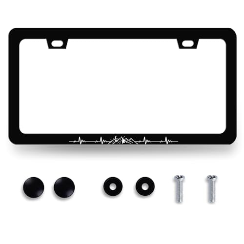 Mountains License Plate Frame Mountain License Holder with 2 Holes (Heartbeat Moon Stars Mountain--)