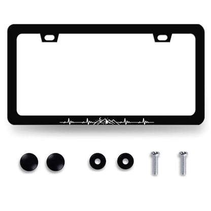 Mountains License Plate Frame Mountain License Holder with 2 Holes (Heartbeat Moon Stars Mountain--)