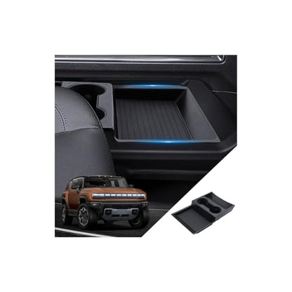for Hummer Lower Center Console Organizer 2023 2024 2025 2026 GMC Hummer EV SUV Accessories 2 Pcs Set with Center Console Organizer + Cup Holder Durable ABS Plastic (for 2023-2026 GMC Hummer)