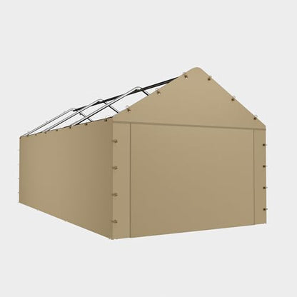 Carport Sidewall Panel with Elastic Ball Bungees (Beige / 10'x20' or 12'x20' Sidewall without Windows)