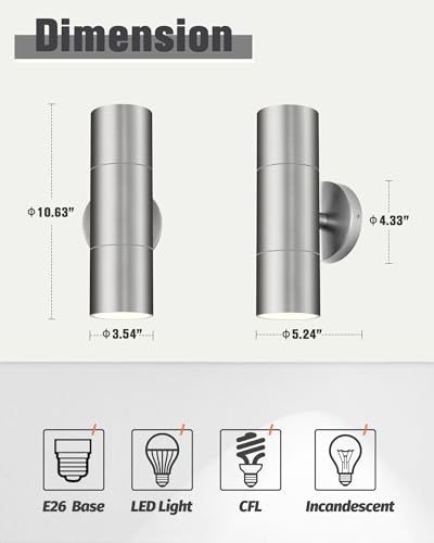 Stainless Steel Outdoor Wall Light (Stainless 2PK)