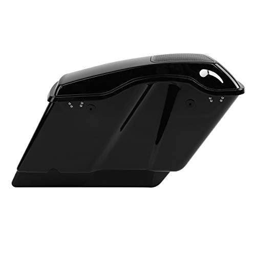 Motorcycle 5" Stretched Saddlebags Fit For Harley Touring 2014 (5" Stretched Bags-Vivid Black W/ Chrome Latches & 6x9 Lids)