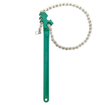 16 Inch Sturdy Adjustable Heavy Duty Ratcheting Chain Oil Filter Wrench Reversible Chain Style Pipe Fitter Wrench With Multi (Green / 16 Inch)