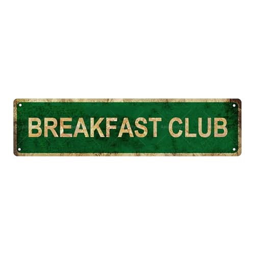 BREAKFAST CLUB Vintage Metal Tin Street Sign Bar Cafe Garage Cave Home Room Wall Bathroom Farmhouse Garden Porch Patio Decor (BREAKFAST CLUB)