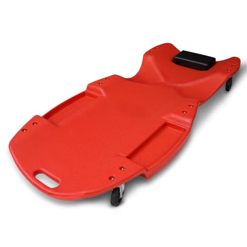 Rolling Garage Creeper with Padded Headrest (Red / 46.5")