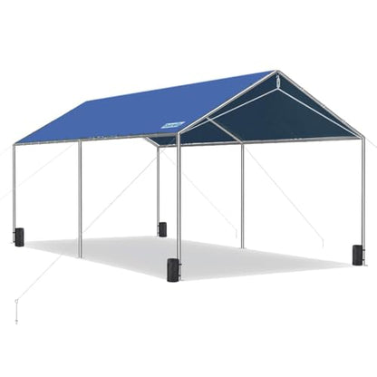 10x20 ft Heavy Duty Car Canopy Galvanized Frame Carport Outdoor Party Tent Boat Shelter with 3 Reinforced Steel Cables (Blue / 10'x20')