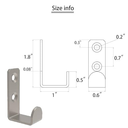 Hooks for Hanging Stainless Steel Heavy Duty Coat Hook Wall Hooks Robe Hanger Hooks Hanging Hat Key Holder for Towel (1.8x1 / Square)