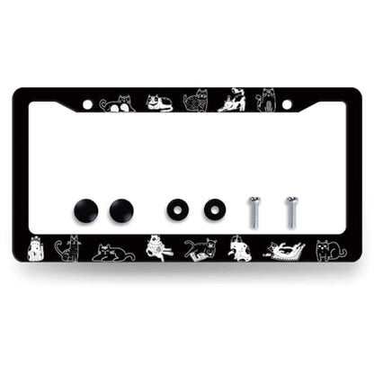 Cute Animal Cat Stainless Steel Cats License Plate Frame 12.2 x 6.2 Inch (Cute Cats Print)