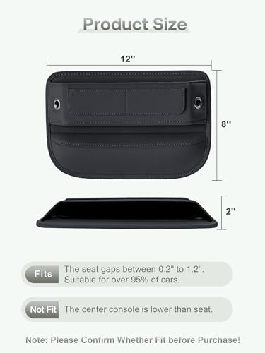 Universal Fit Premium Leather Car Seat Gap Filler Organizer (01 Black, 1 Pack)