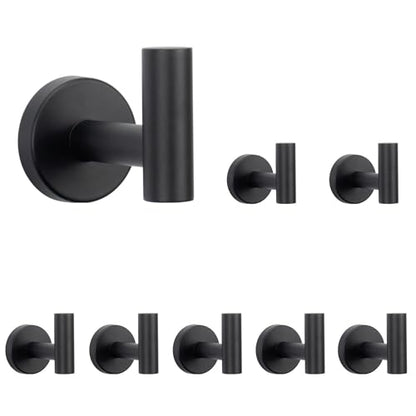 Bath Towel Hooks (Matte Black / 8 Pack)