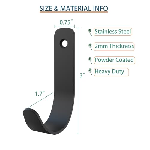 Hooks for Hanging Stainless Steel Heavy Duty Coat Hook Wall Hooks Robe Hanger Hooks Hanging Hat Key Holder for Towel and Bags Indoor Outdoor (2.5x1.3 / U-type)