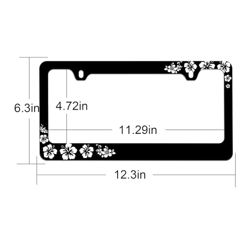 Hibiscus Flower License Plate Frame Hibiscus License Plate Holder Floral License Plate Covers tag Frame (Hibiscus License Plate Frame / one size)