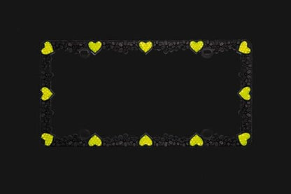 3D Daisy Heart License Plate Frame from Pure Zinc Alloy Metal Perfect Plate Holder (Matt Black with Yellow Reflective Heart)