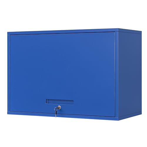 Metal Garage Wall Cabinet with Doors and Shelves (16"D x 32"W x 22"H / Blue)