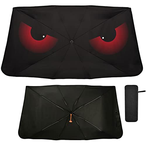 Scary Evil Red Eyes Windshield Sun Shade Umbrella Foldable Car Front Window Sunshade Blocks UV Rays Heat Keep Vehicle Cool (multi 7)