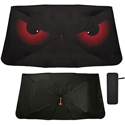 Scary Evil Red Eyes Windshield Sun Shade Umbrella Foldable Car Front Window Sunshade Blocks UV Rays Heat Keep Vehicle Cool (multi 7)