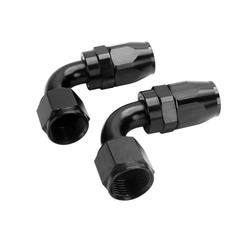Swivel 6AN Fitting 90 Degree For CPE Braided Hose End Black 2Pcs (6AN 90° 2Pcs)
