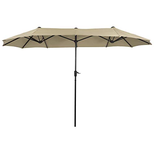 13ft Double Sided Twin Outdoor Patio Umbrella Market Umbrella (Beige)