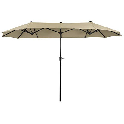 13ft Double Sided Twin Outdoor Patio Umbrella Market Umbrella (Beige)