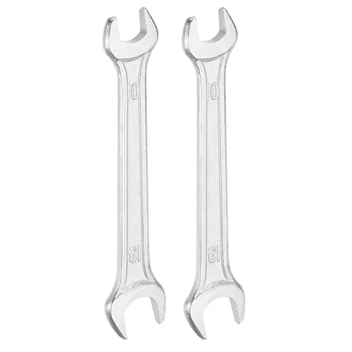 2pcs Double Open End Wrench 10mm x 13mm Metric 15 Degree Offset Angle Small Flat Head Wrench Galvanizing Open Ended Spanner for Automotive Repair Furniture Assembly (10mm x 13mm)