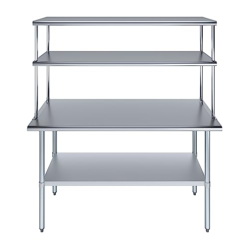 Stainless Steel Work Table Double Tier Overshelf (24" x 60" Work Table + 18" Overshelf)