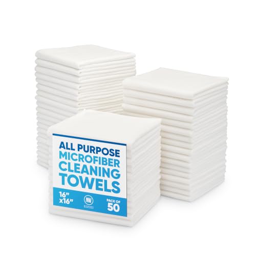 White Microfiber Cleaning Cloths (White / 50 Pack)