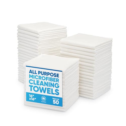White Microfiber Cleaning Cloths (White / 50 Pack)