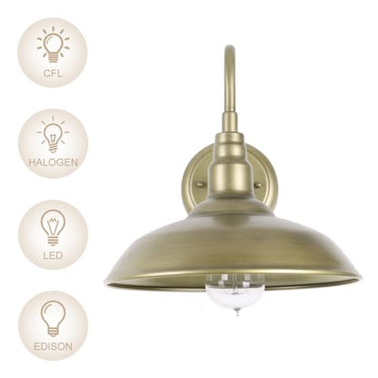 10 Inch Gooseneck Barn Light for Farmhouse (Brass / 10" Dome)