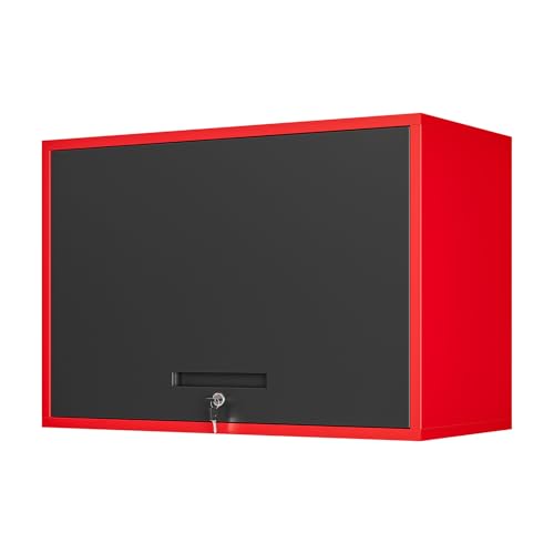 Metal Garage Wall Cabinet with Doors and Shelves (16"D x 32"W x 22"H / Red Black)