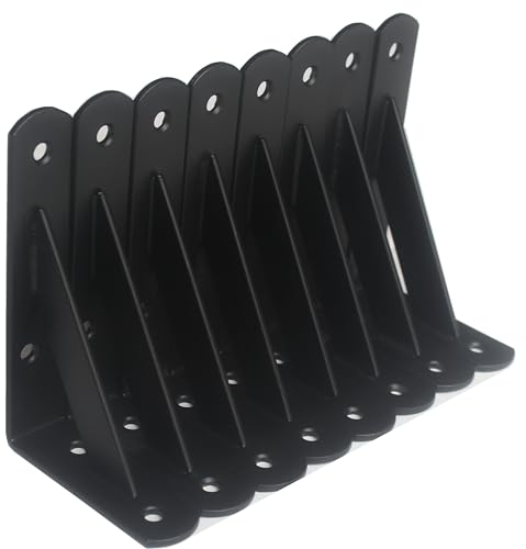 8 Pack L5 x H 3" Black Heavy Duty Shelf Brackets with Screws Metal Shelf Brackets Shelf Support Angle Brackets for Shelves L Brackets Heavy Duty Floating Shelf (8 Pack-Black / 5''x3'')